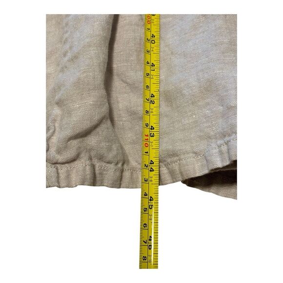 Tahari Dress Womens 14 Brown 100% Linen Pockets Slit Sides Boho Coastal Cottage - Picture 7 of 8